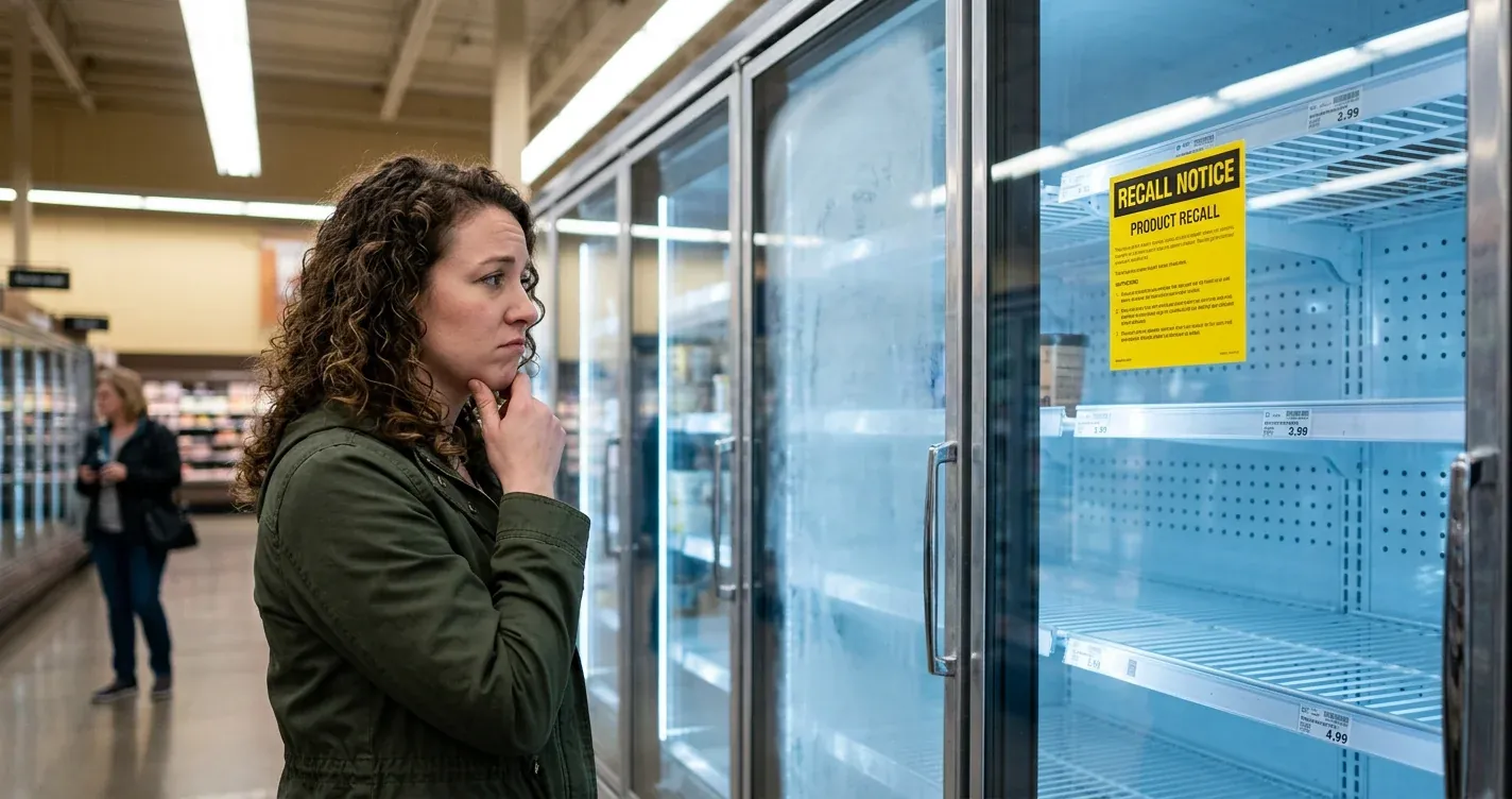 Blue Bell ice cream cartons in a freezer, raising questions about food safety and recalls
