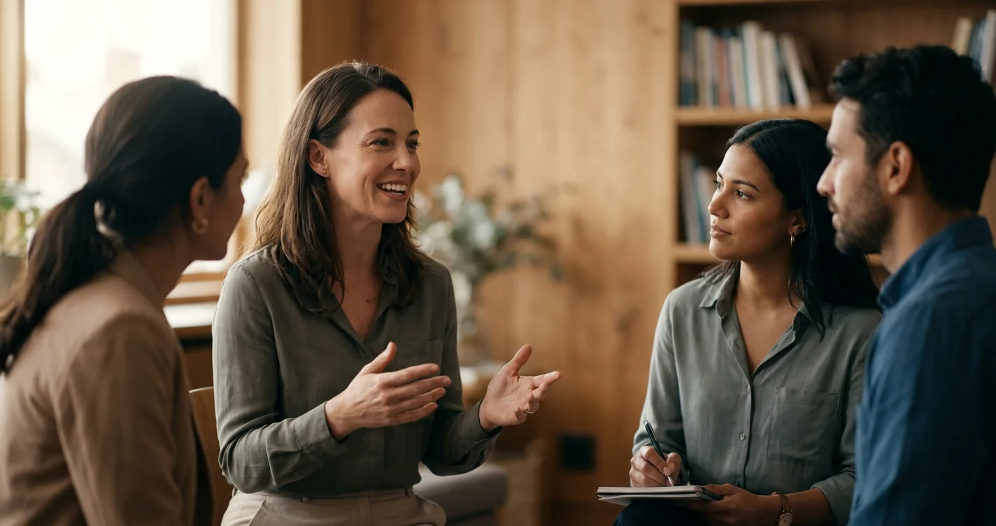 A leader guides a diverse team, showing how inspiration can ignite positive change