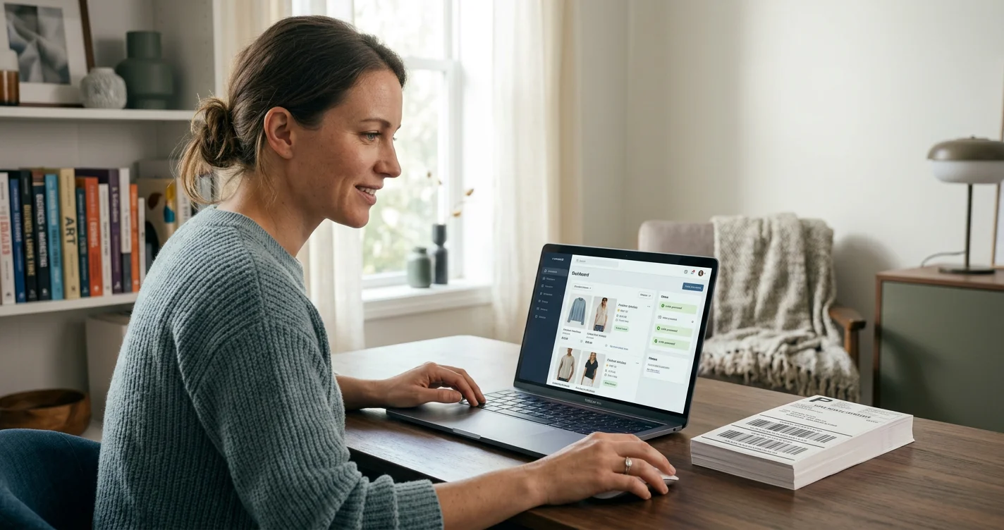 Man scrolling through products on his laptop, guiding an entrepreneur through dropshipping with AliExpress