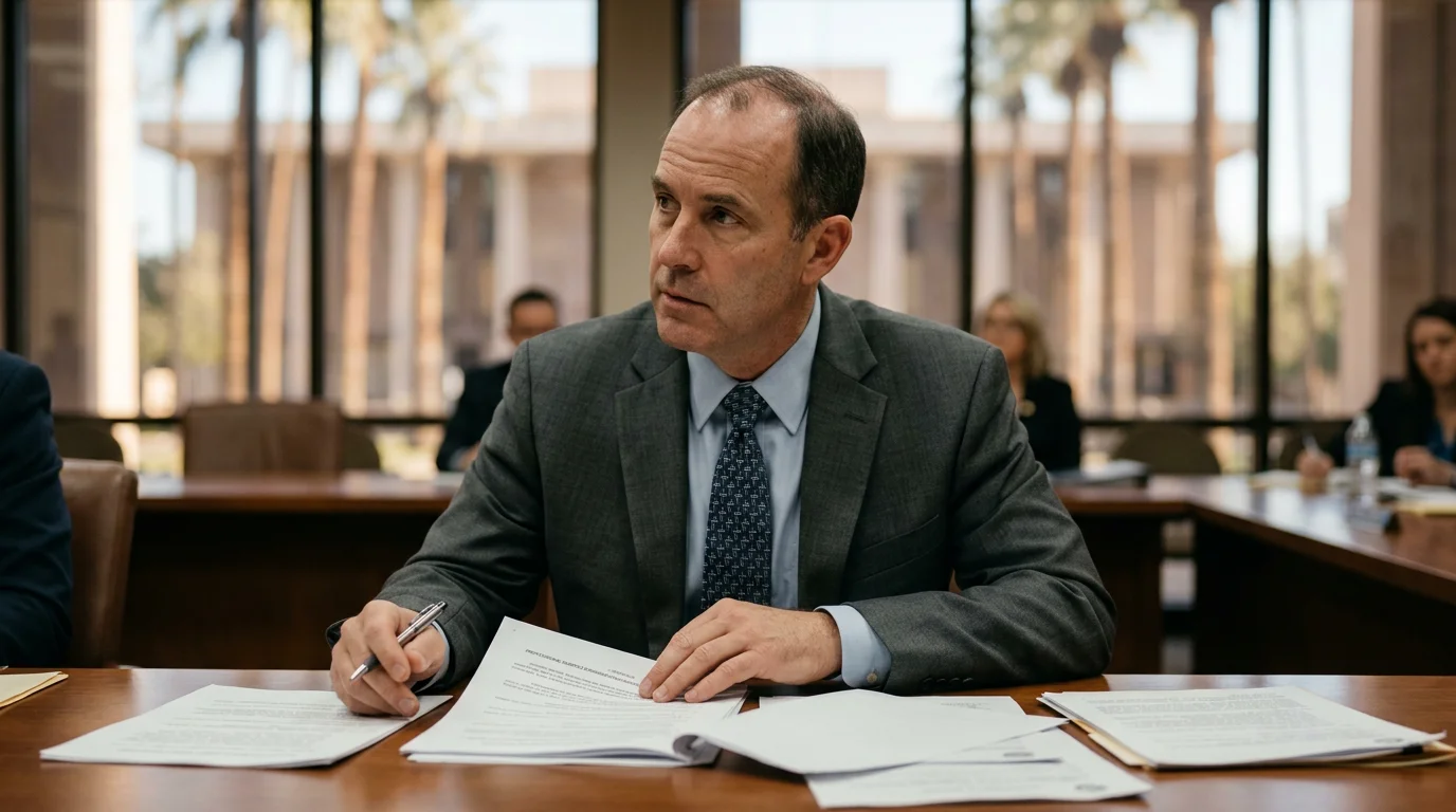 A gavel and money represent the legal and financial scrutiny of Arizona's PR spending