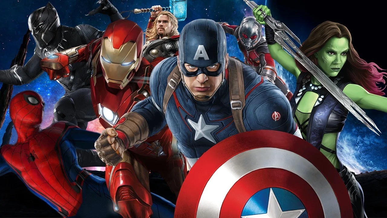 Avengers film characters with Disney's logo, symbolizing their immense franchise success