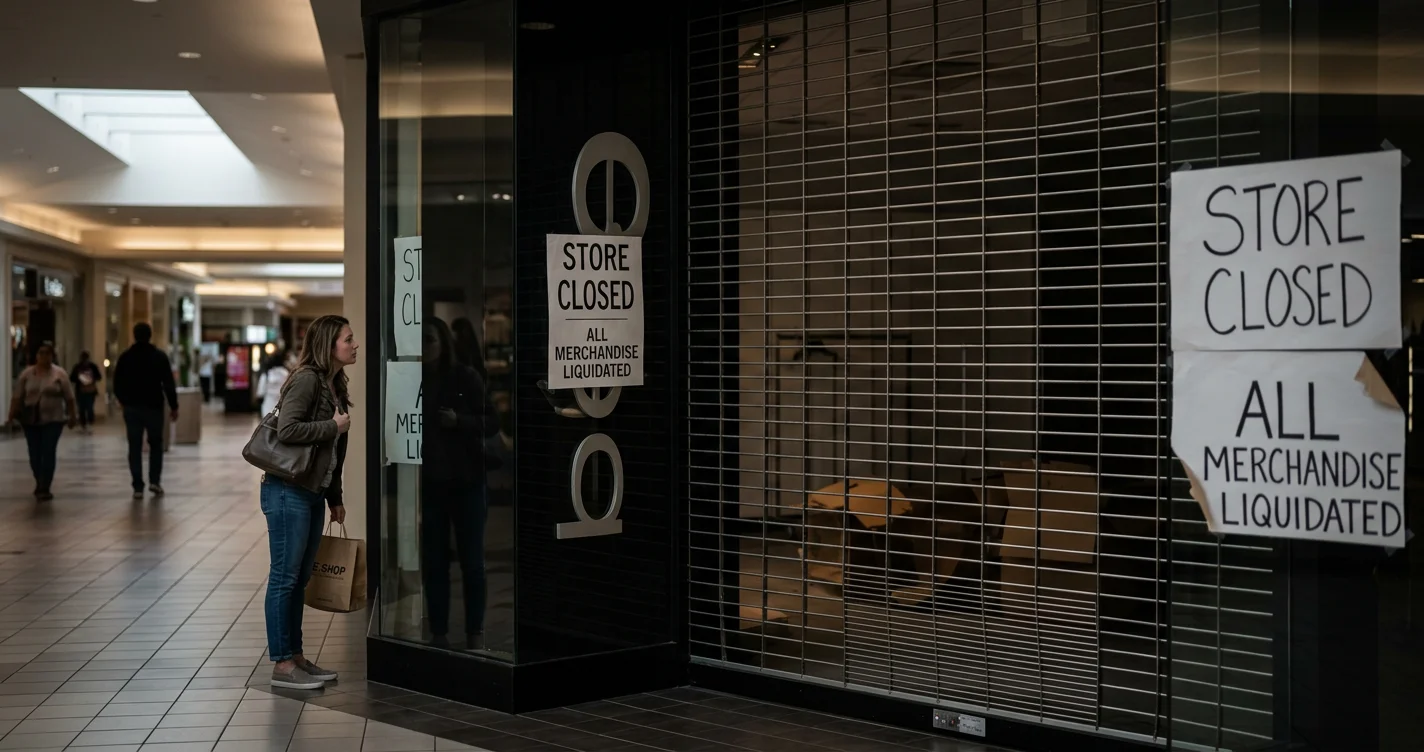 A Bebe store sign, highlighting the difficulties faced by brick-and-mortar retail today