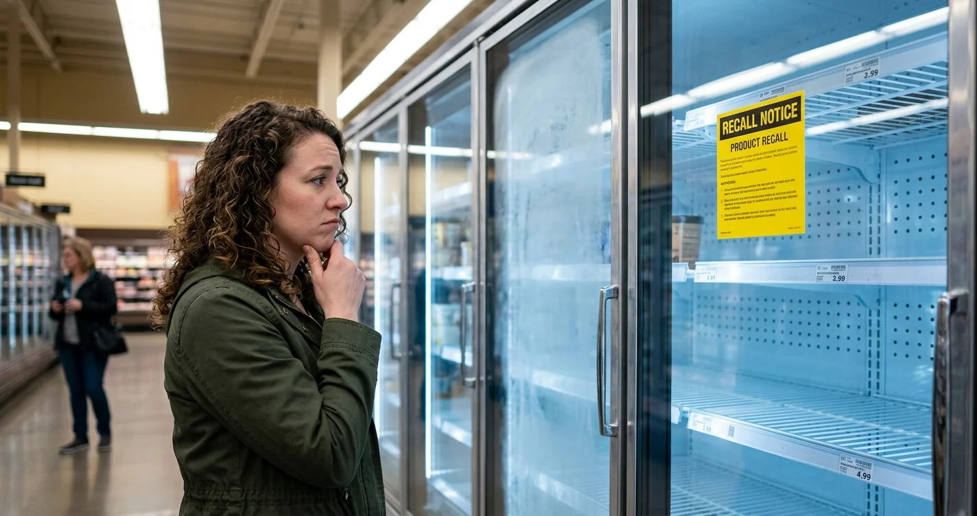 Blue Bell ice cream cartons in a freezer, raising questions about food safety and recalls