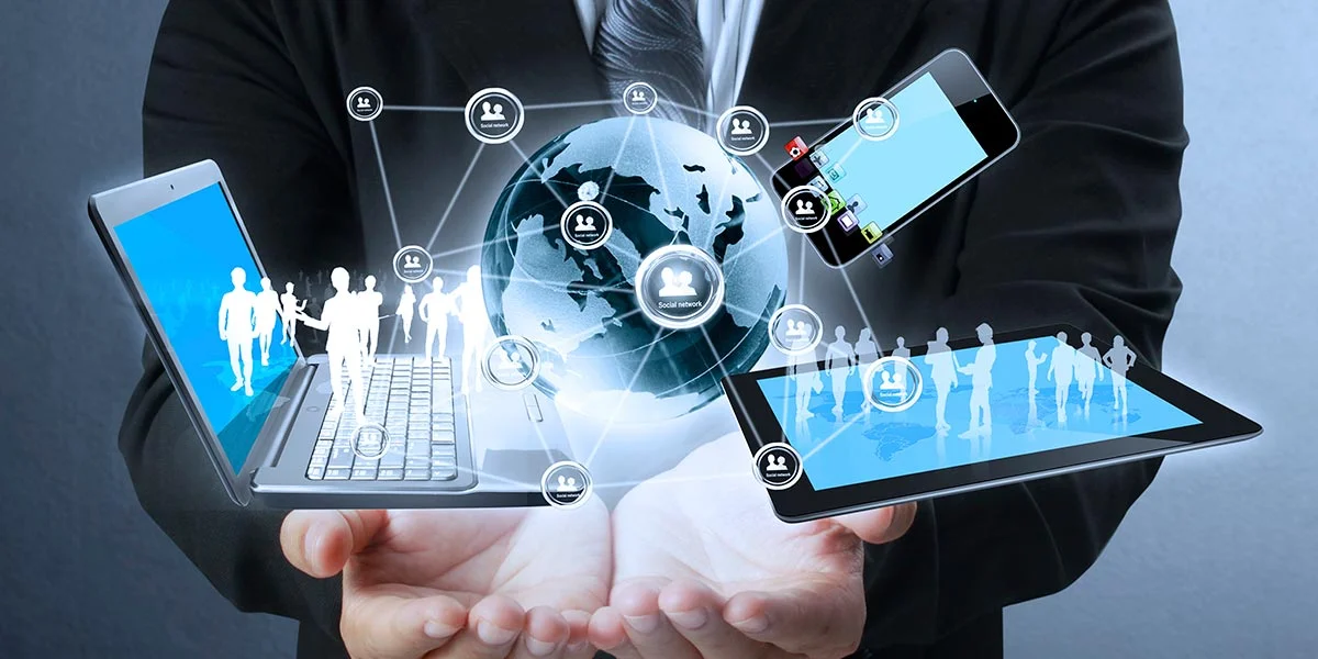 Magnifying glass highlighting diverse news sources from various emerging industries