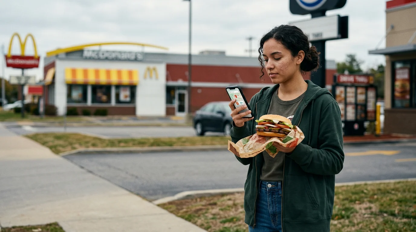 Burger King's iconic crown sits atop a burger, symbolizing fast food competition