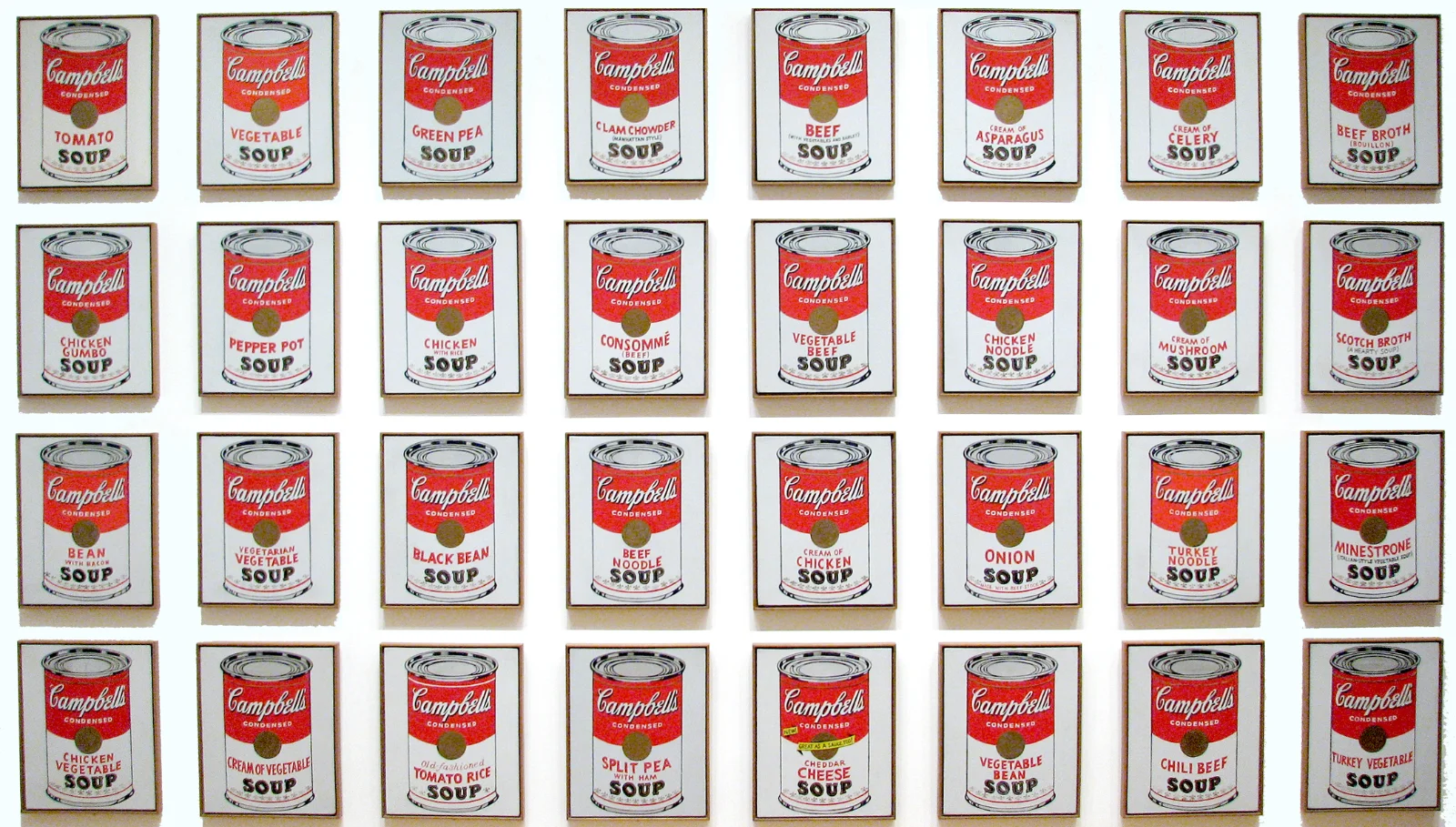 A close-up of Campbell's iconic red and white soup can