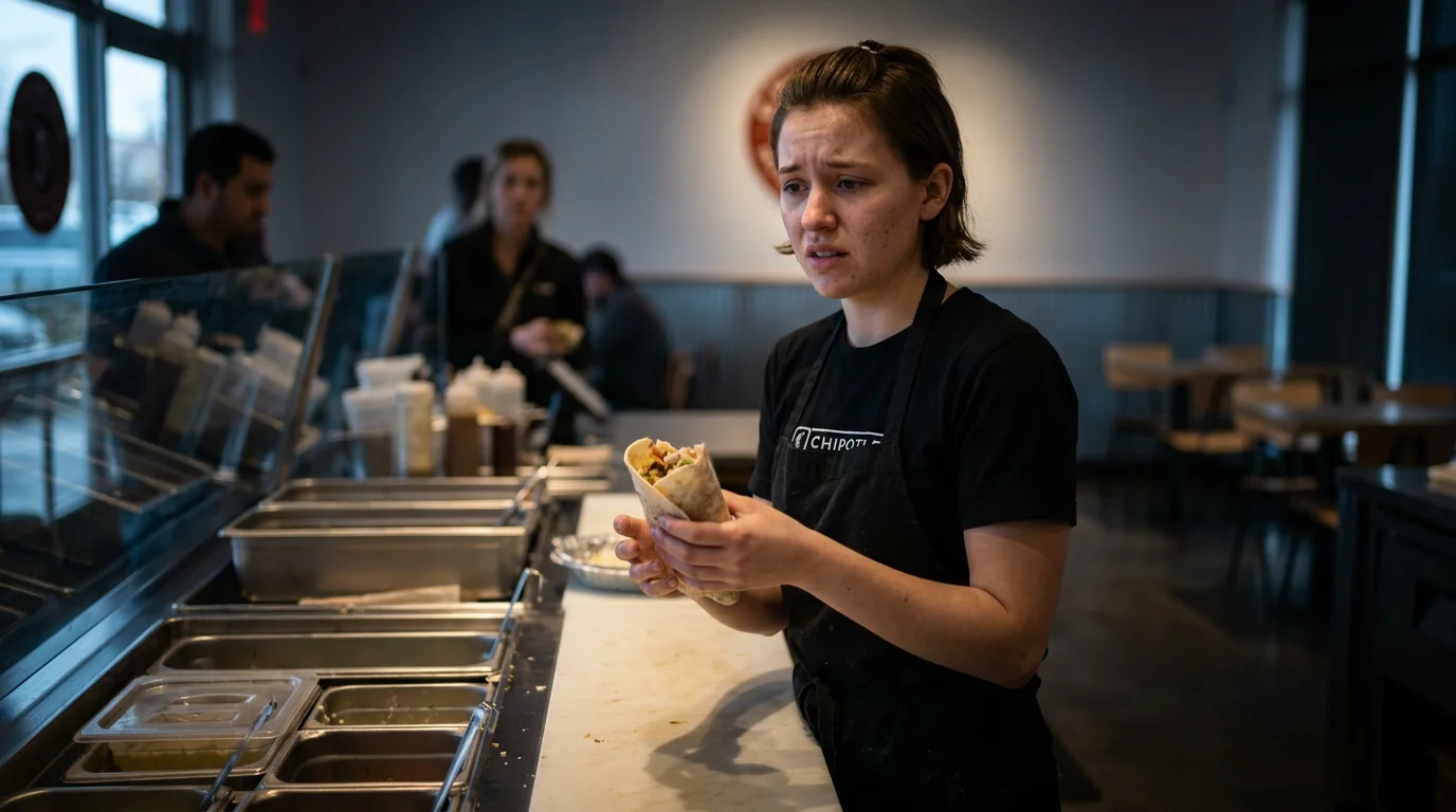 A Chipotle restaurant exterior and logo under the shadow of an E. coli outbreak