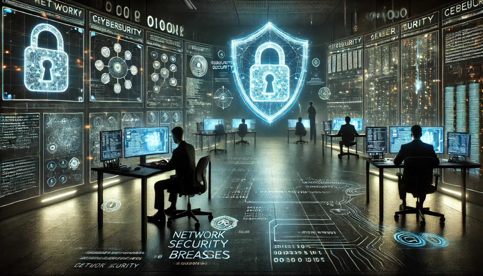 Cybersecurity professionals collaborating to protect a network, building trust and opportunity