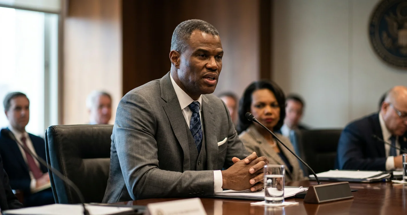 David Robinson at a microphone, speaking up against the UNC scandal