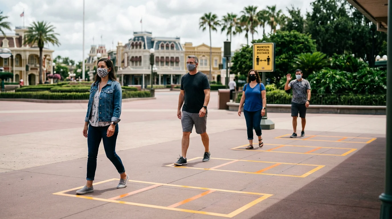 Mickey Mouse waves from a castle; Disney prepares to reopen parks with new safety measures
