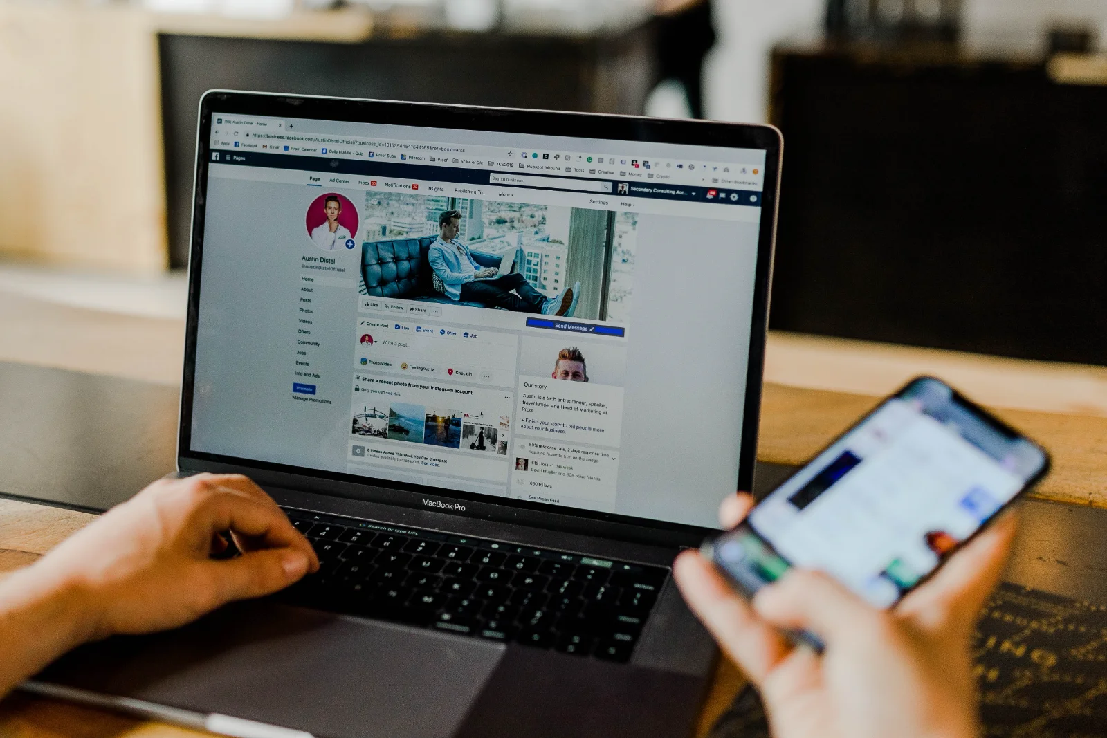 Person creating effective Facebook ad copy for successful marketing campaigns