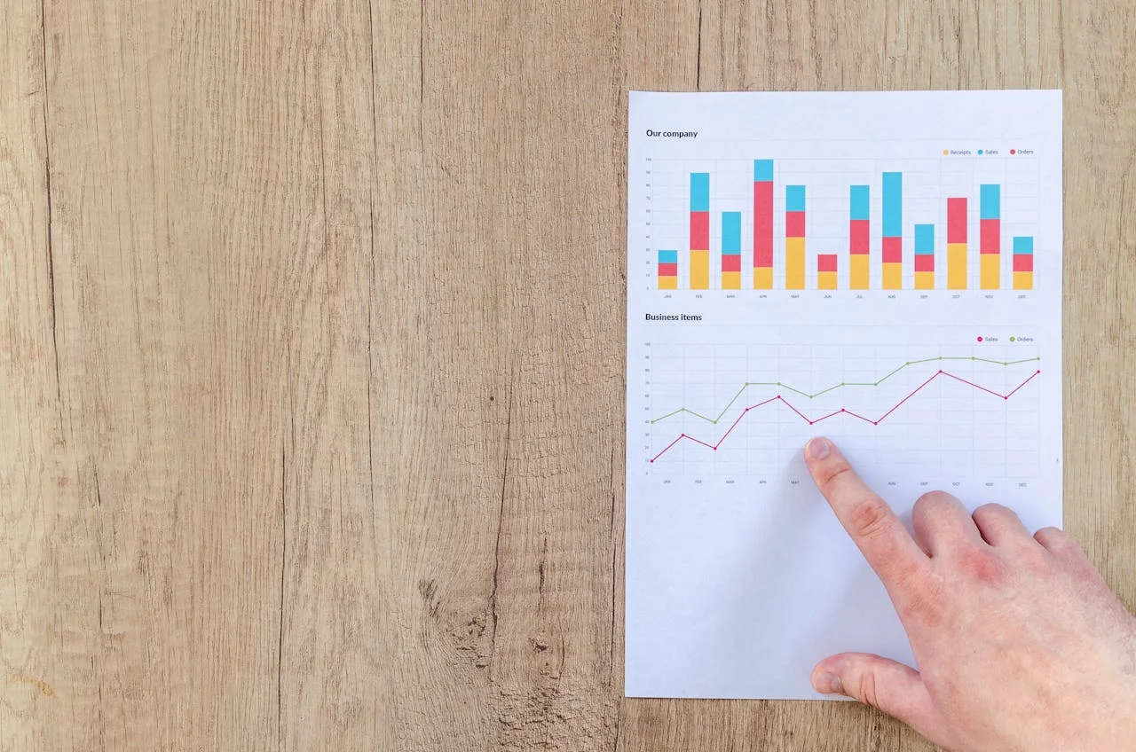 Businessman analyzing PR data trends on a digital dashboard, shaping future strategies