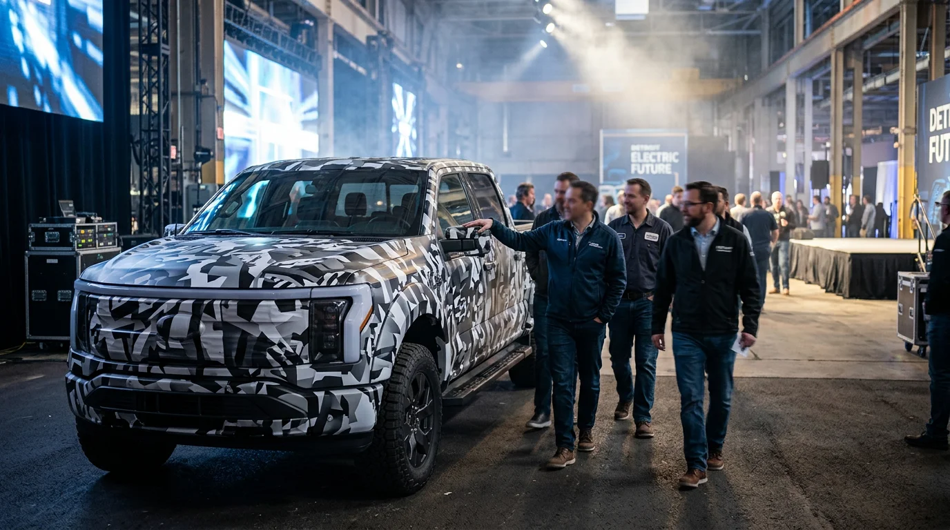 A hand drawing on a tablet, illustrating the future of electric pickup trucks