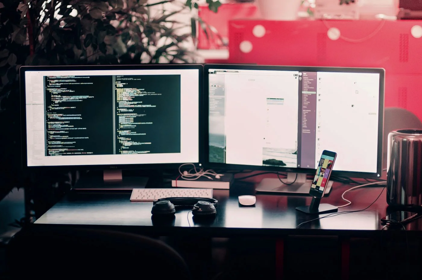 Graphic contrasting AdTech and MarTech with interconnected icons and blurred background