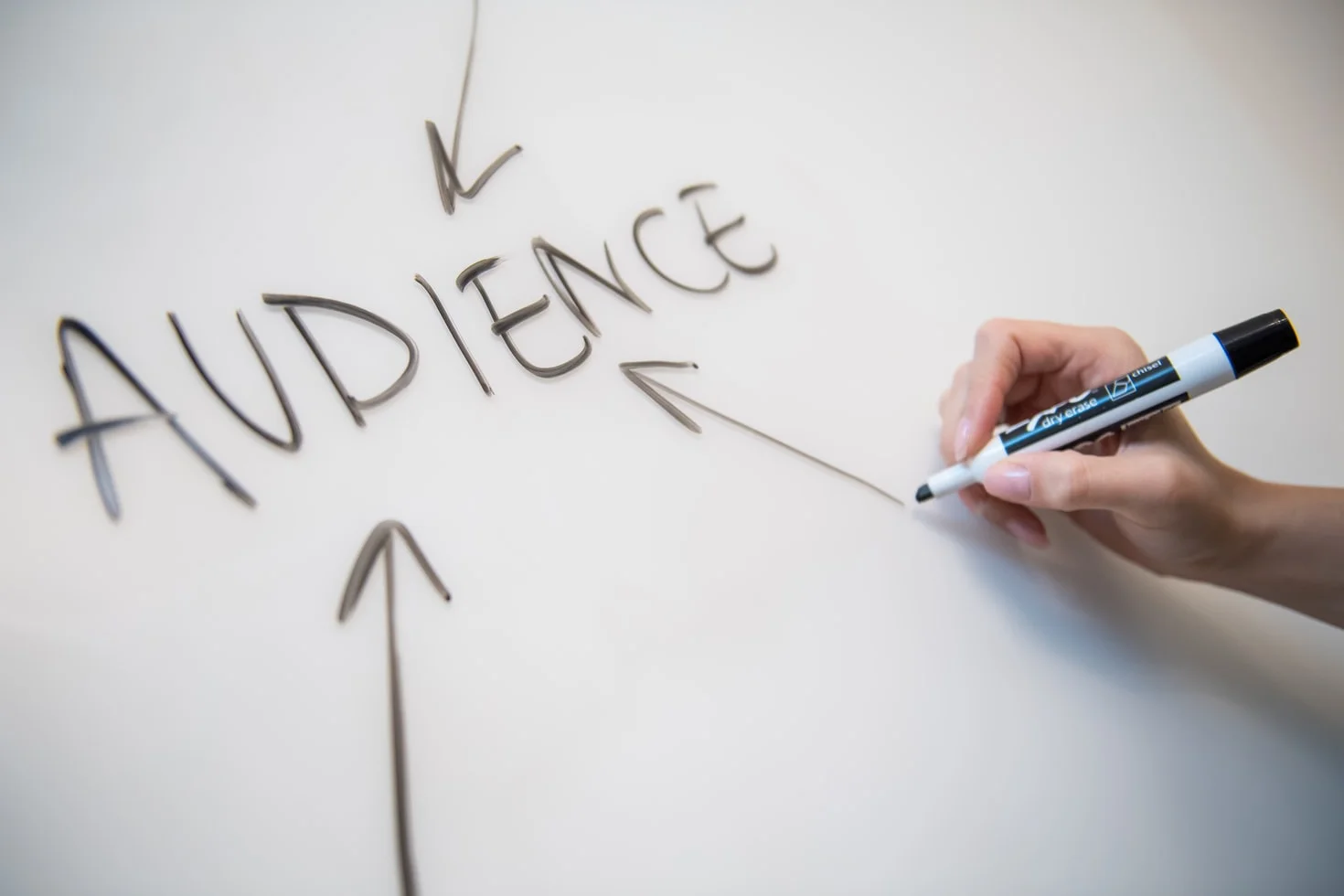 Team analyzing failed PR campaign results, a hand points at a whiteboard chart