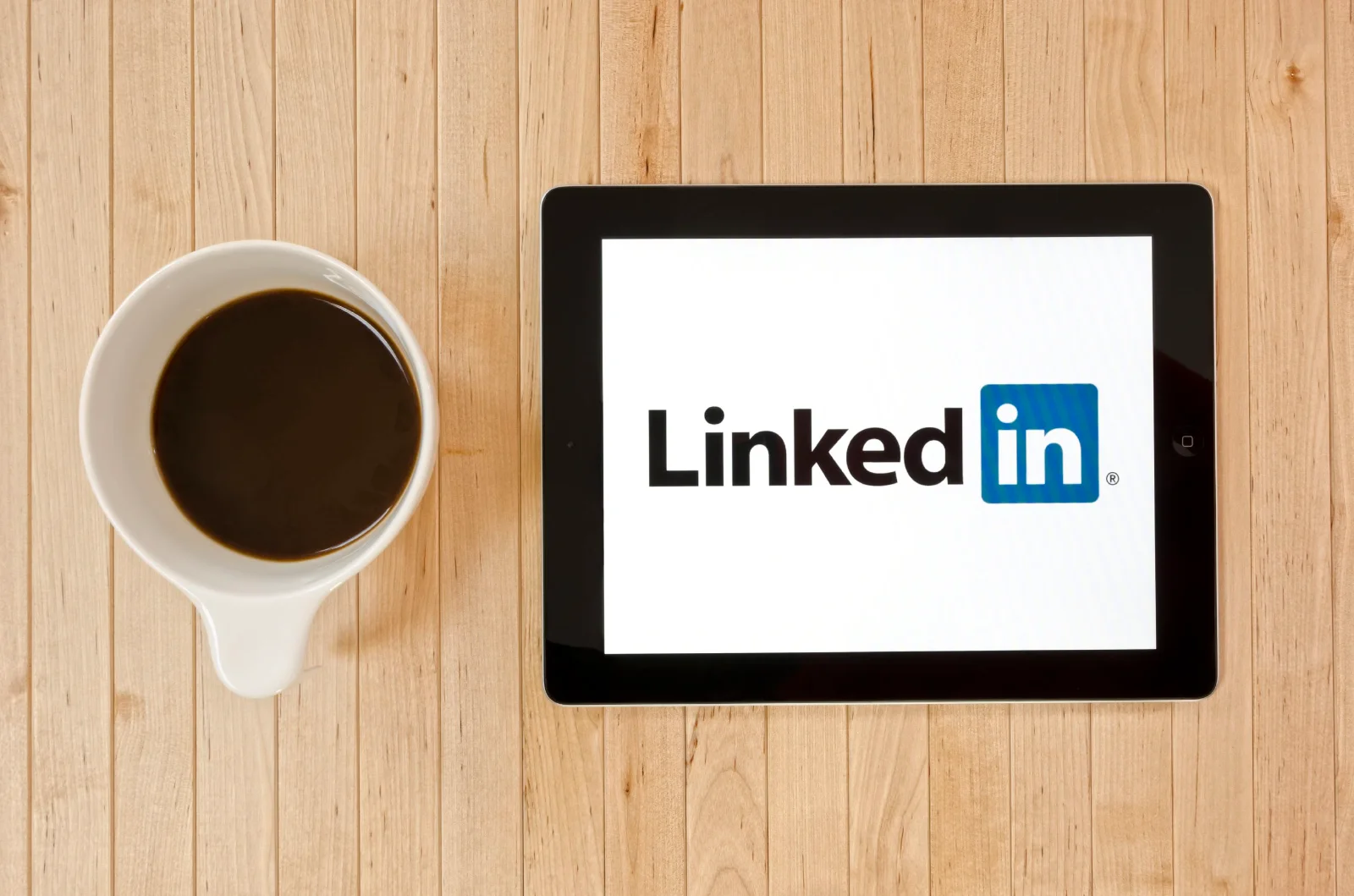 LinkedIn logo icon on a smartphone screen, searching for direction