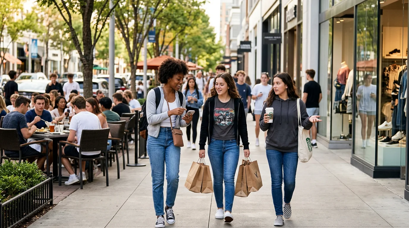 A teen girl holds shopping bags, representing new research on Gen Z buying habits