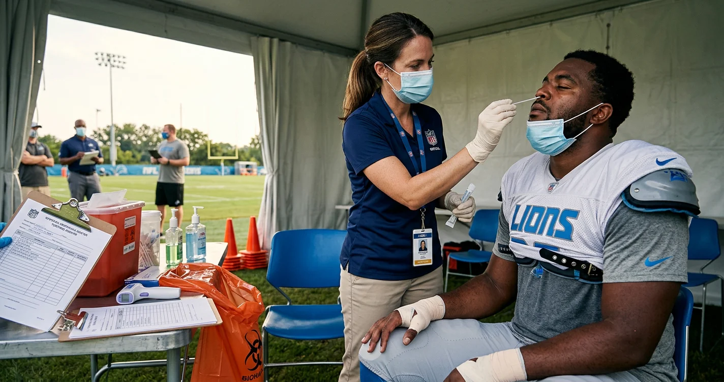 A magnified football ready for kickoff, representing the NFL's anticipated return amid the pandemic