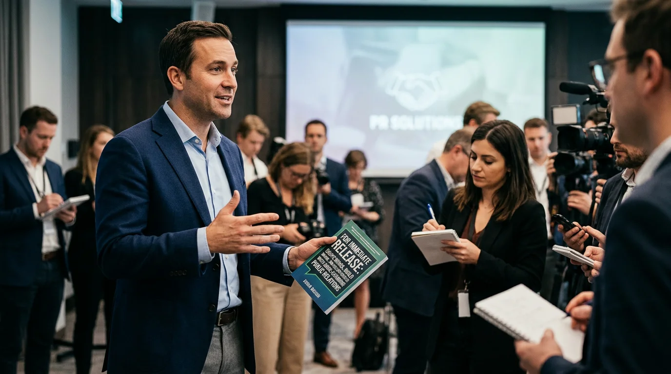 A man smiles, discussing media engagement rules from his PR book