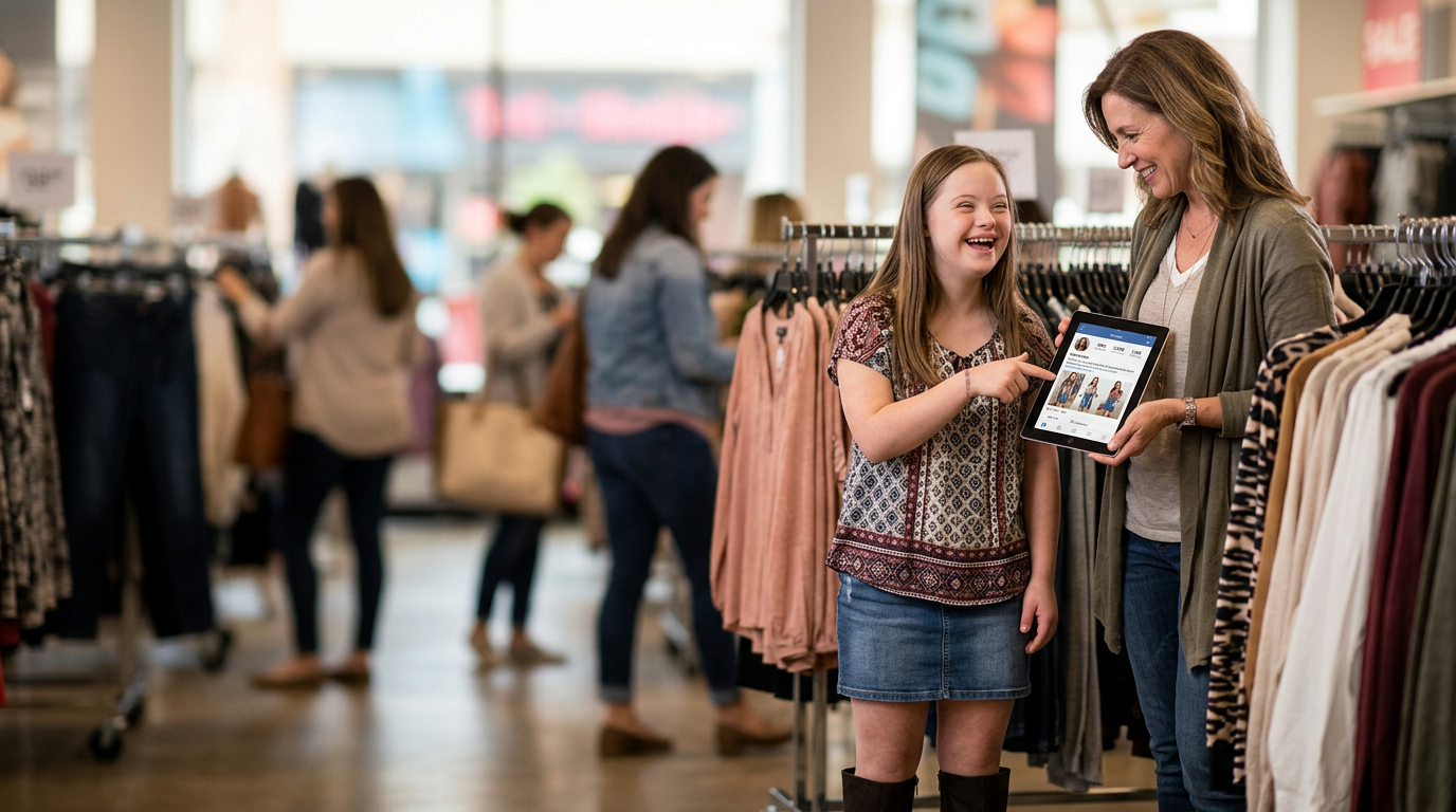 A young girl with Down's Syndrome smiles, highlighting humanity in public relations