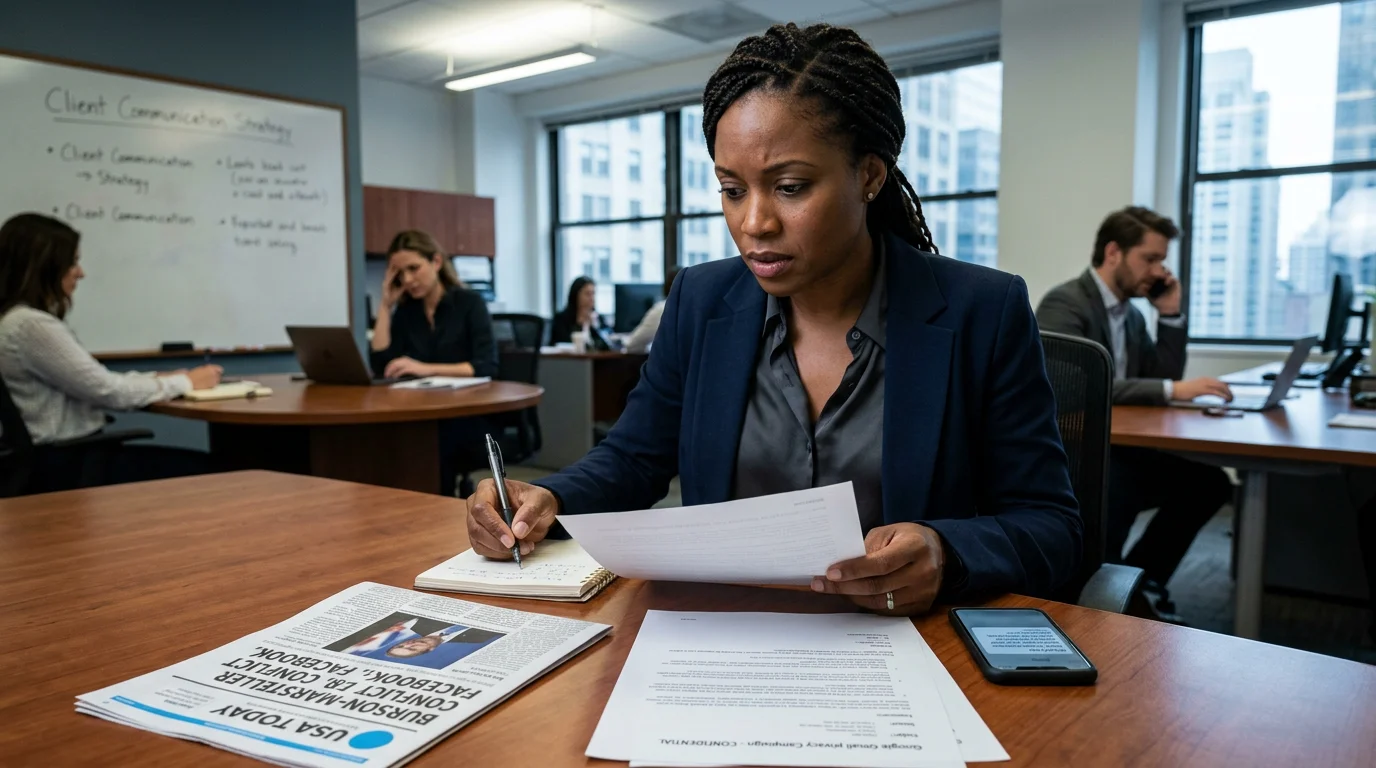 A journalist takes notes, symbolizing the Facebook PR controversy and media ethics