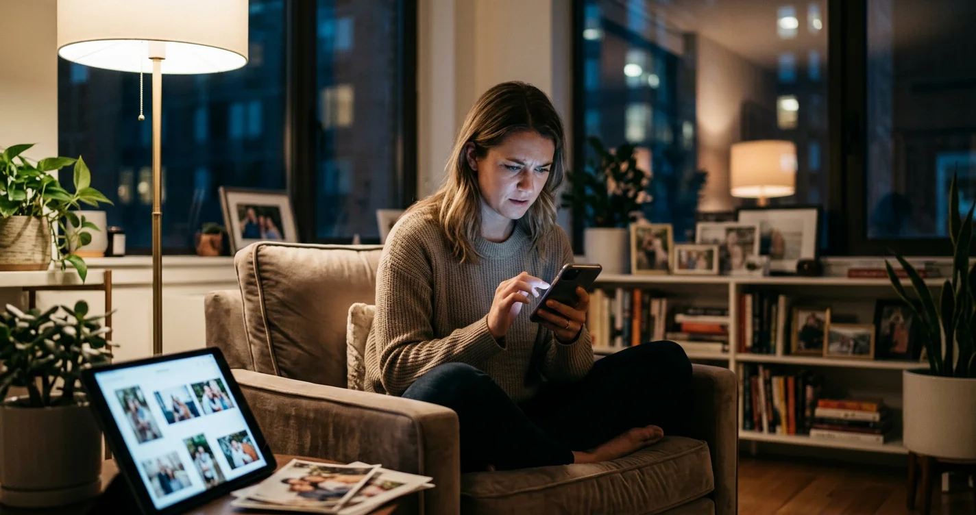 A person uses their phone, highlighting the exposed nature of online social media activities