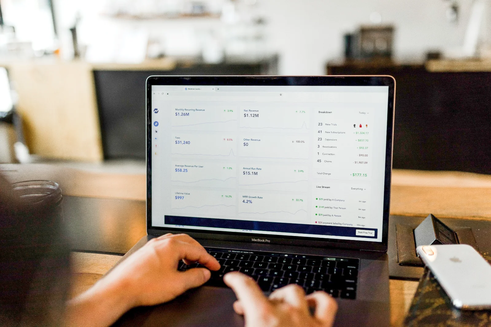 Two businesspeople analyzing data on a laptop, discussing conversion rate optimization strategies