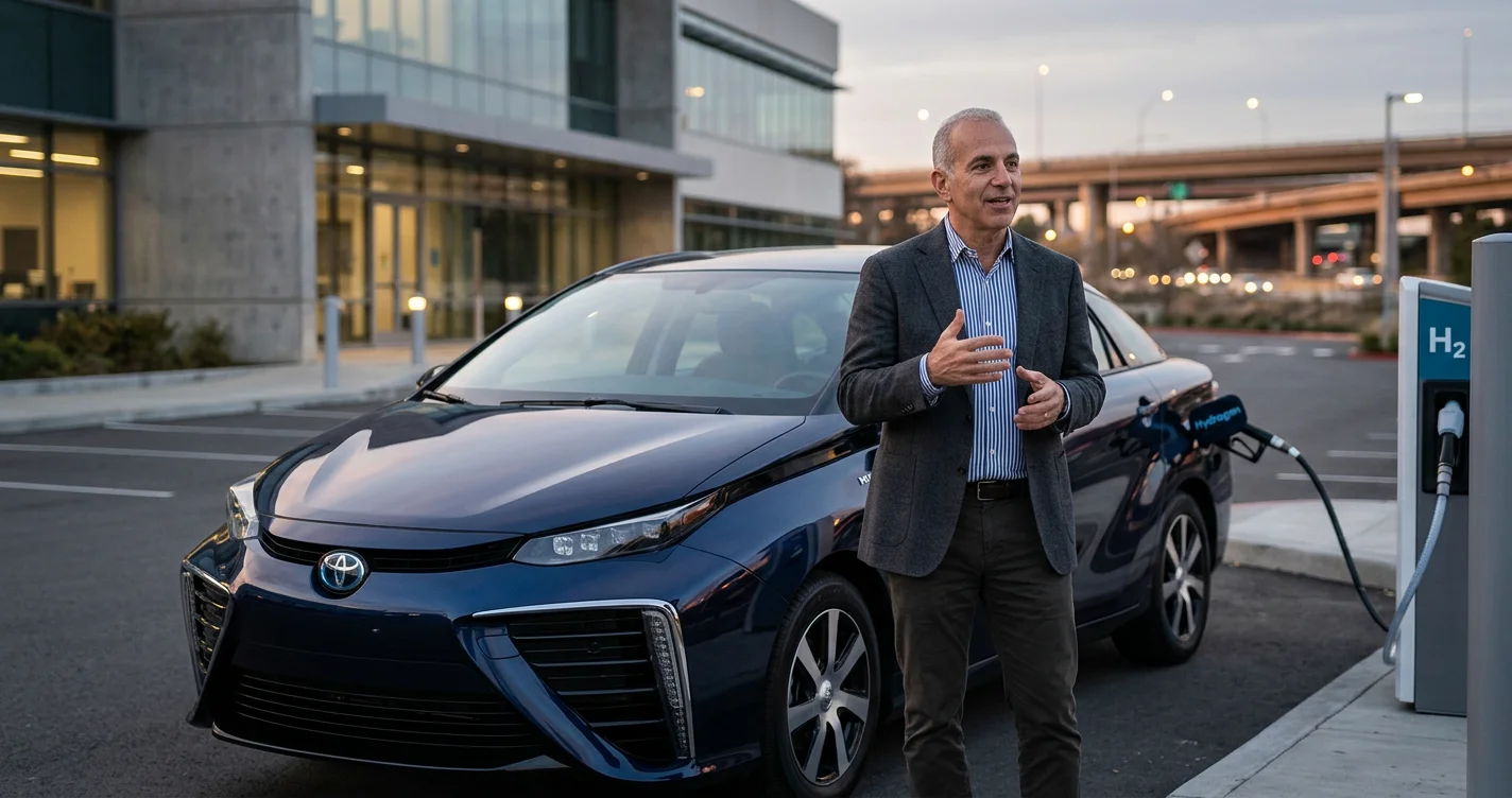 A Toyota Mirai, a sleek, hydrogen-powered car, promises a revolutionary automotive future