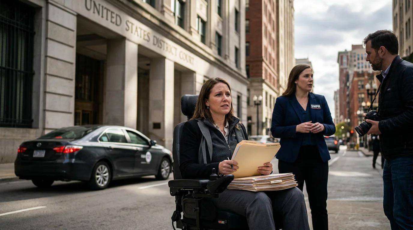 A fist pounds on a gavel, representing the lawsuit against Uber regarding disability access