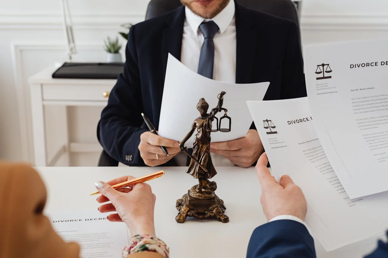 Lawyer speaking with a client, reinforcing the benefits of legal PR services