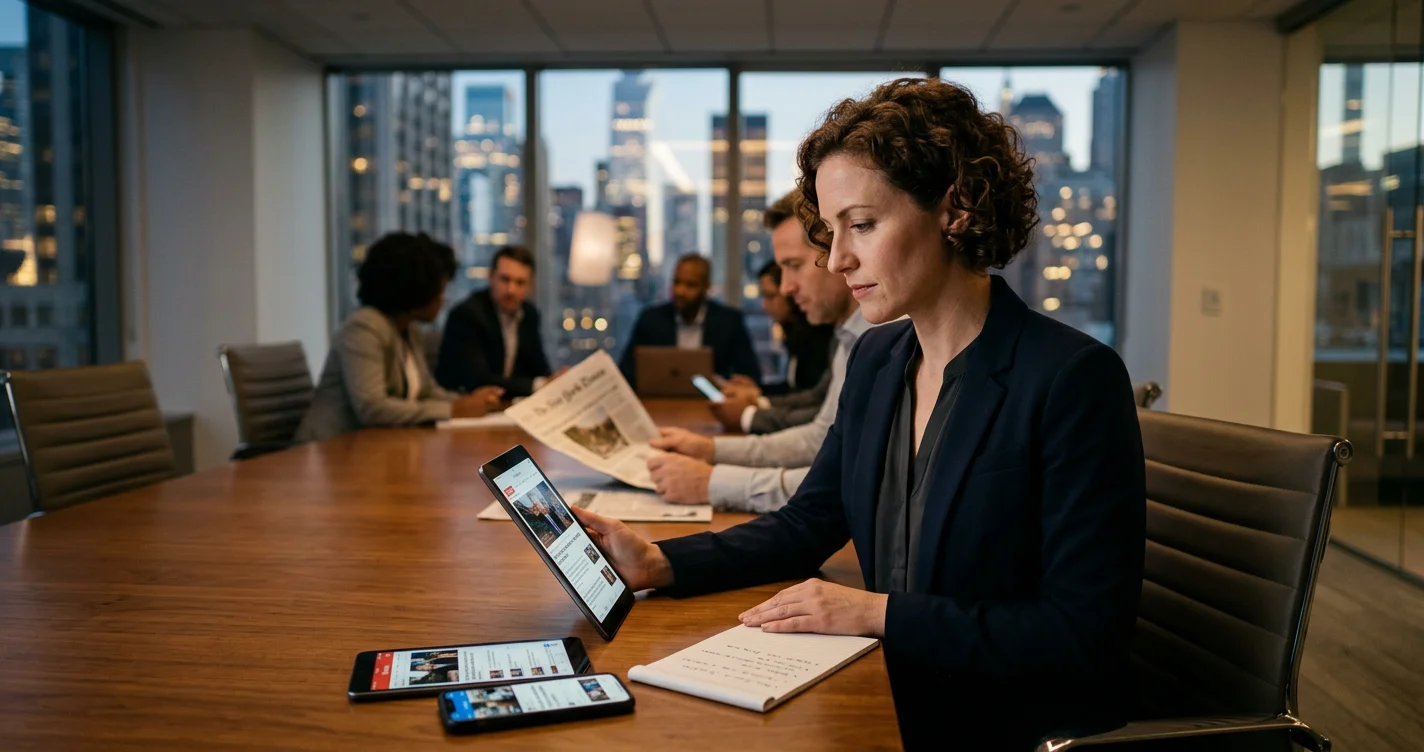 Two smartphones display newsfeeds, representing the changing landscape of public relations