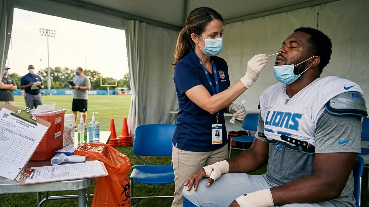 A magnified football ready for kickoff, representing the NFL's anticipated return amid the pandemic