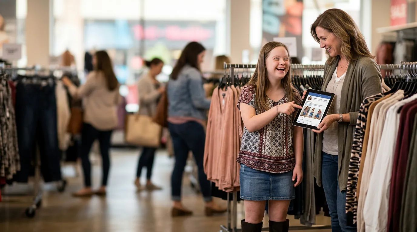 A young girl with Down's Syndrome smiles, highlighting humanity in public relations