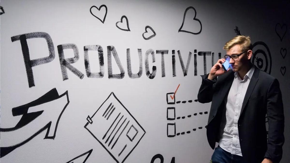 A person juggling multiple app icons, overwhelmed by digital distraction