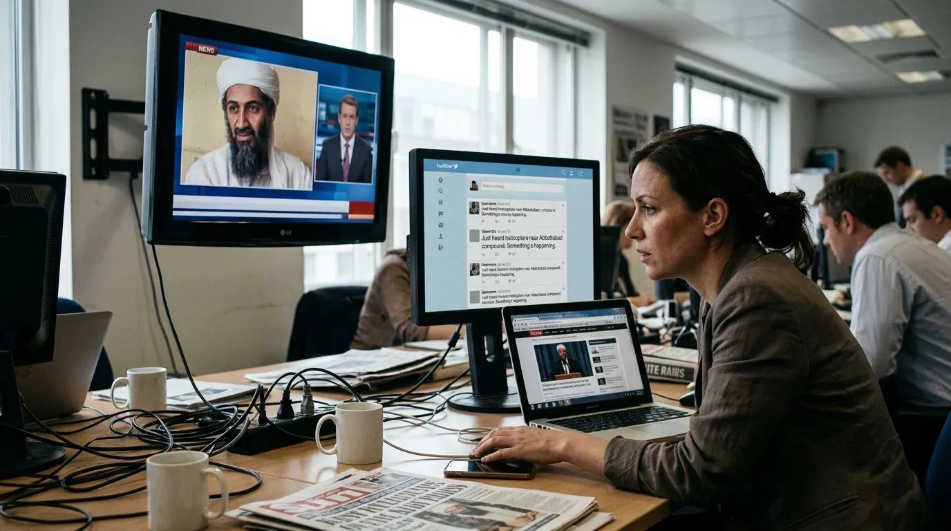 A man's face, obscured, represents the pervasive influence of public relations in global events
