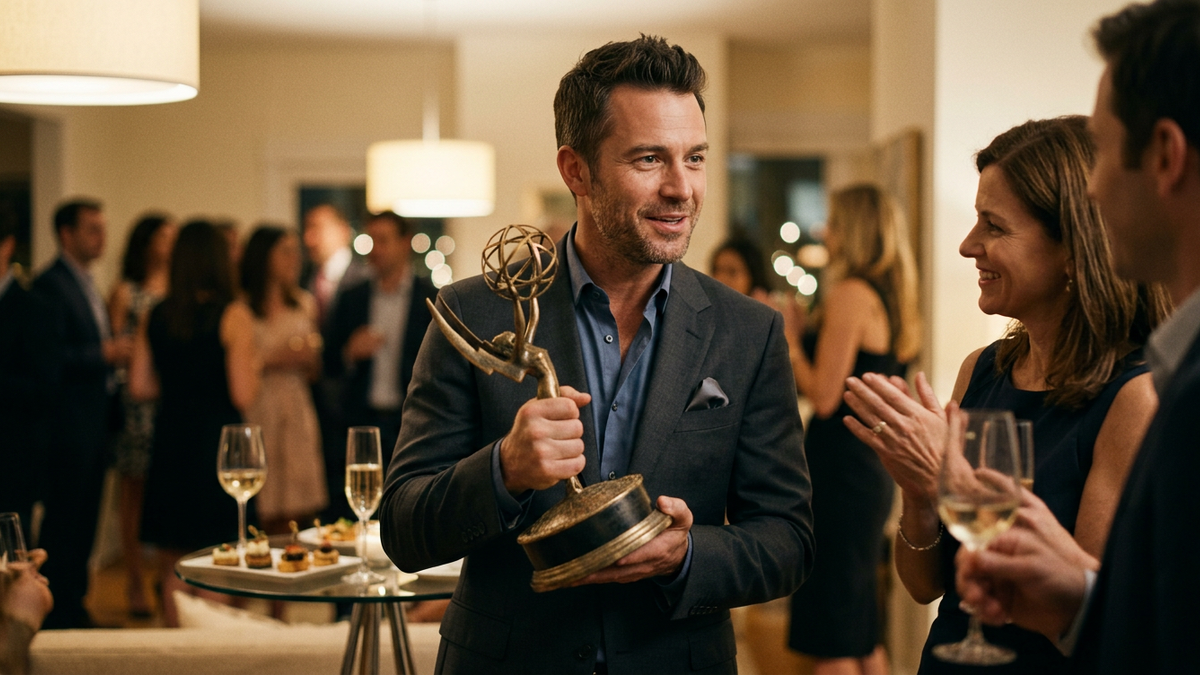 Emmy award statuette symbolizing recognition for outstanding business news interpretation
