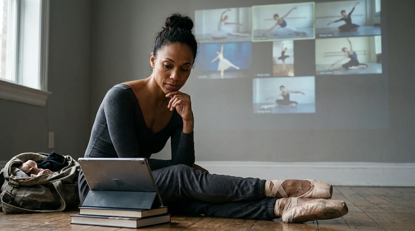 Misty Copeland, graceful ballerina, poses in a dance studio for a ballet relief effort
