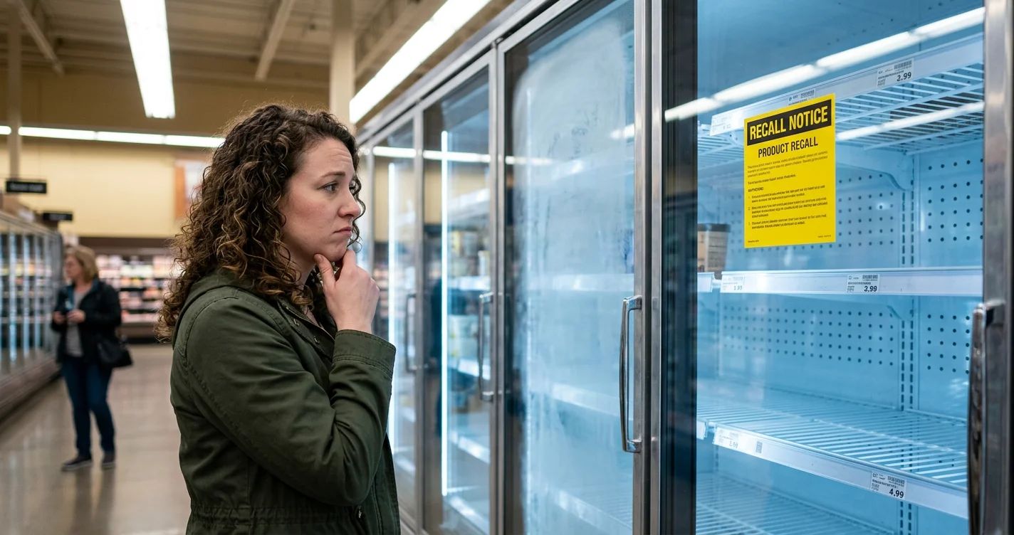 Blue Bell ice cream cartons in a freezer, raising questions about food safety and recalls