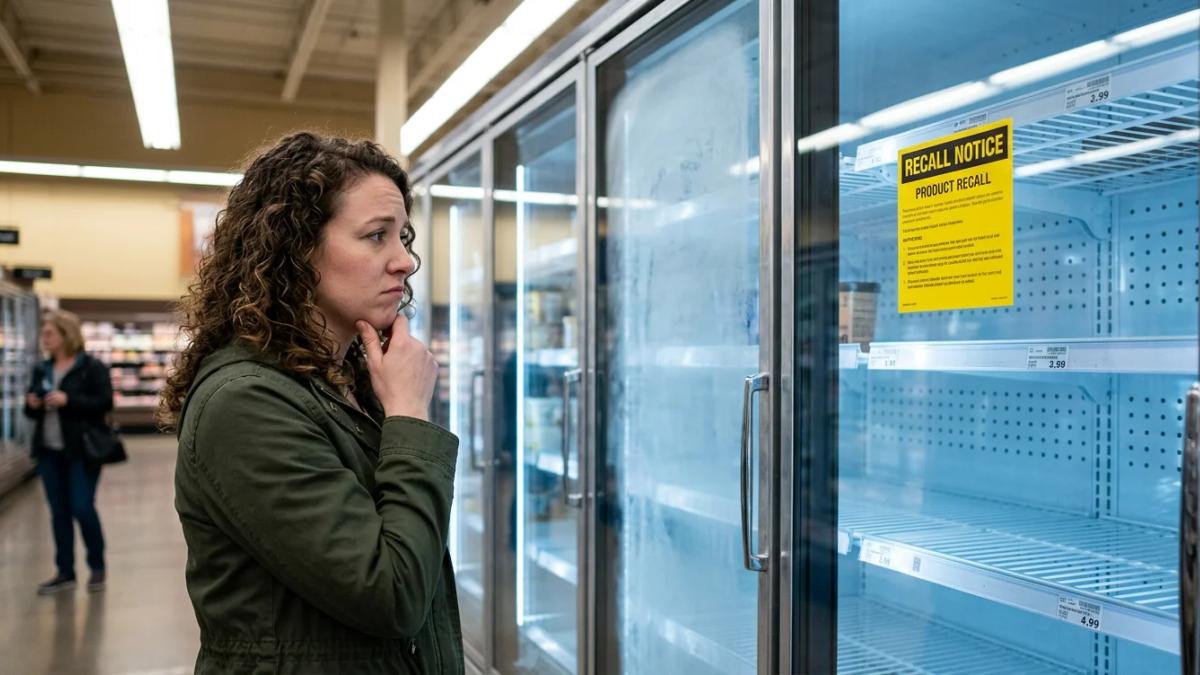 Blue Bell ice cream cartons in a freezer, raising questions about food safety and recalls