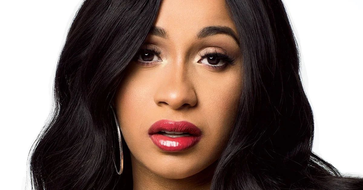Cardi B in an expressive pose, celebrating her meteoric rise to fame