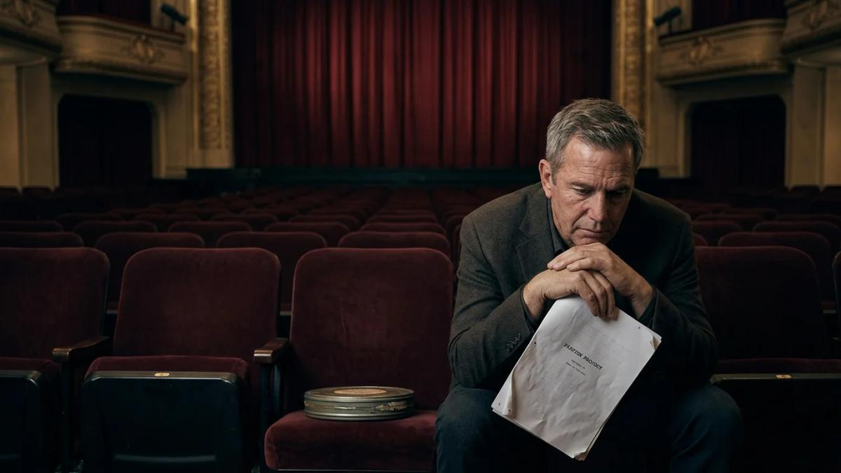 A vintage film camera on a studio set, illustrating changing dynamics of movie star influence