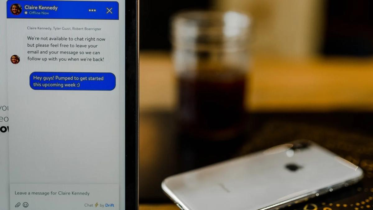 Person interacting with a chatbot on a laptop screen