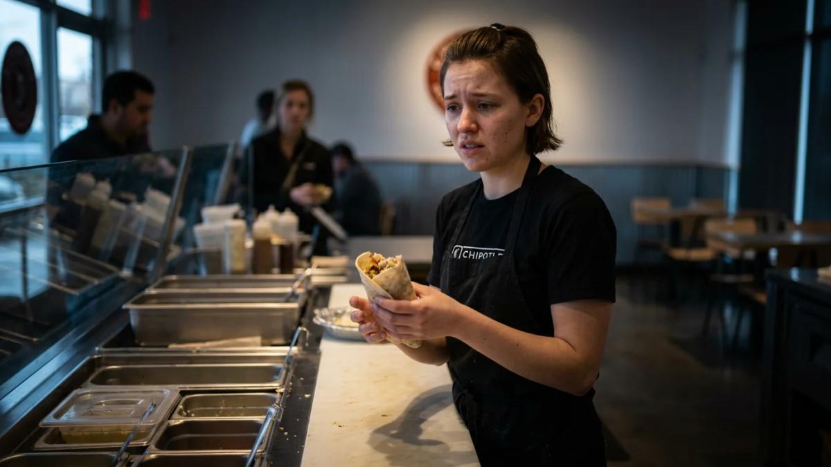 A Chipotle restaurant exterior and logo under the shadow of an E. coli outbreak