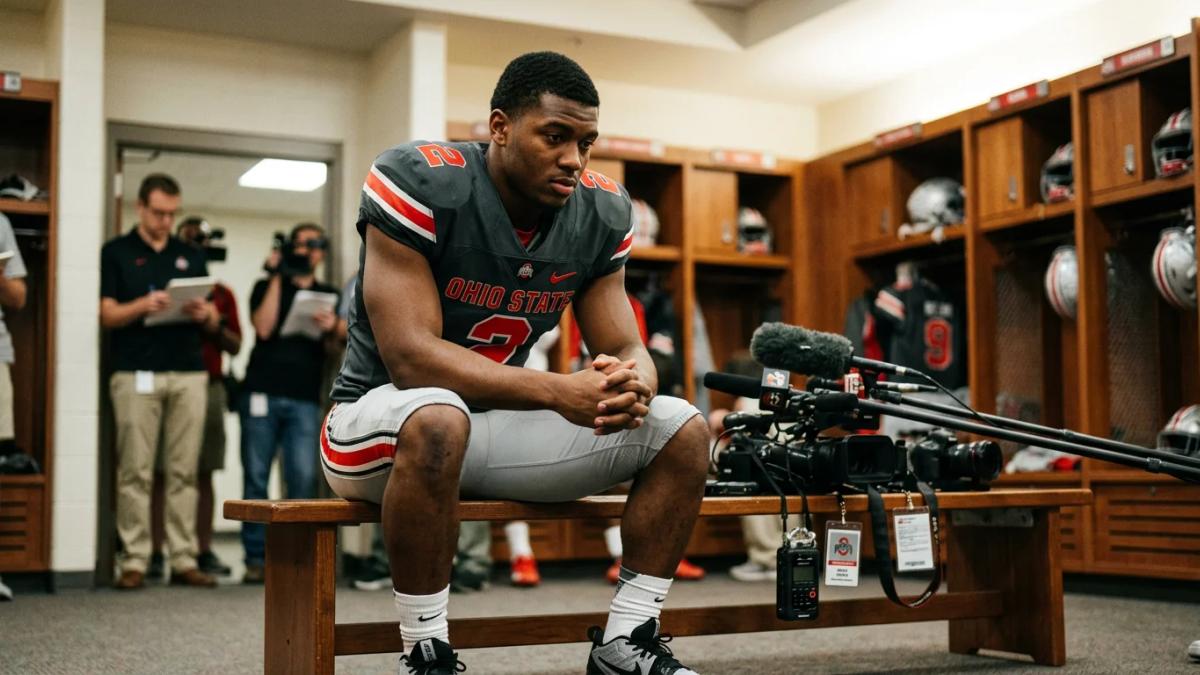 Ohio State Buckeyes player Chase Young shown in a game, facing a potential suspension
