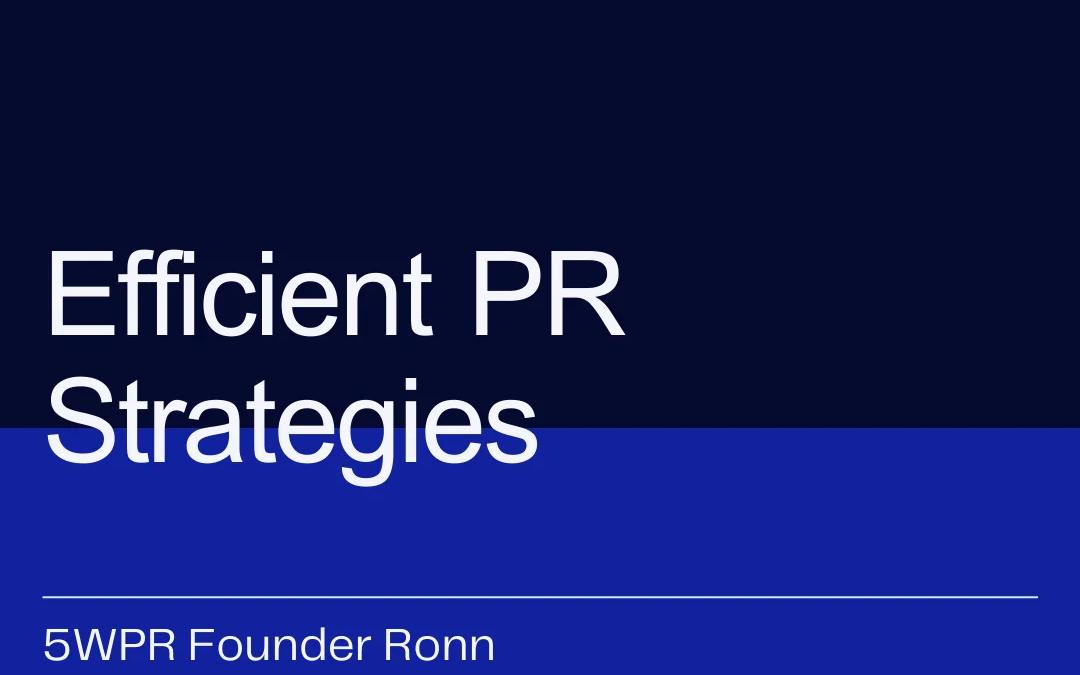 Clipboard with PR strategies, magnifying glass, and a pen on a wooden table