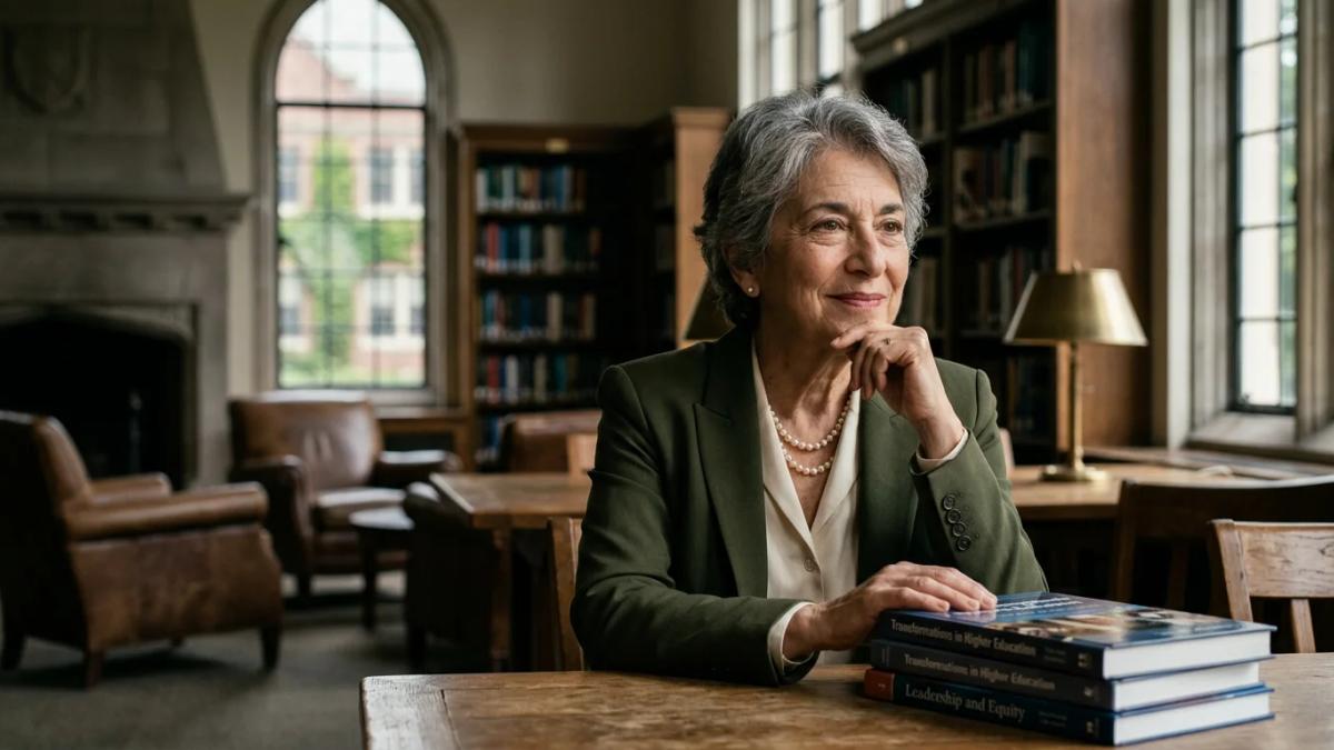 Elaine Maimon's enduring leadership in higher education, depicted in a warm, professional portrait