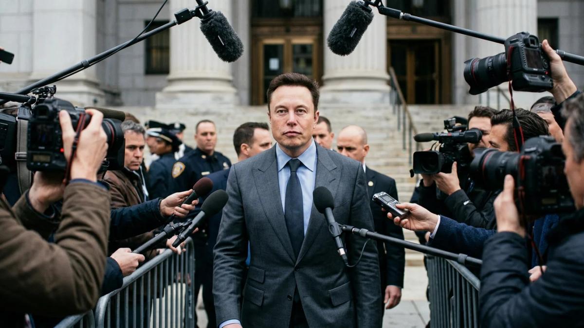 Elon Musk in a courtroom, his infamous tweets about the cave rescuer on trial