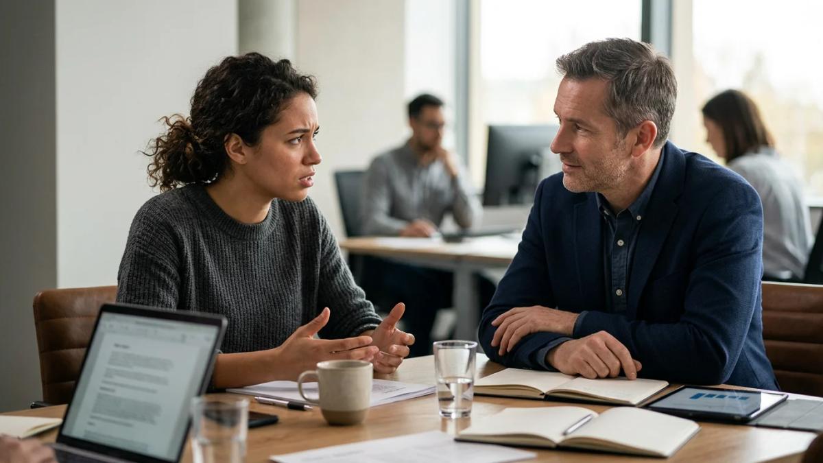 A glum, disengaged employee staring blankly at a computer, epitomizing workplace apathy