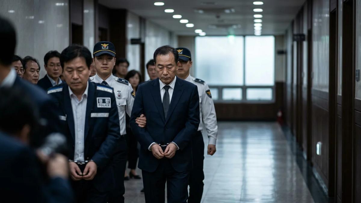 Jailed executives: A ship's helm and a fake gold bar symbolize their treasure hoax