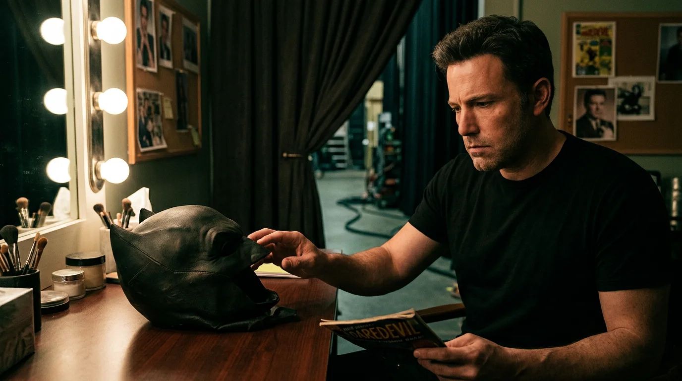 Ben Affleck in the Batman cowl, a controversial casting choice for the superhero movie